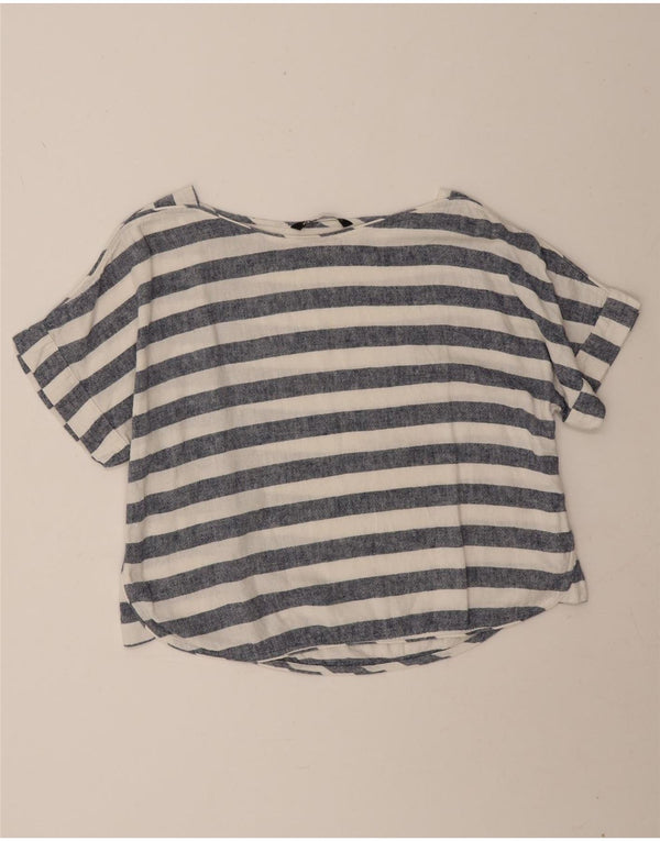 Übergroßes T-Shirt-Oberteil von Zara für Damen, UK 14, mittelblau gestreift, nautisch