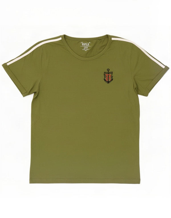 Rifle Womens Graphic T-Shirt Top UK 20 2XL Khaki Cotton