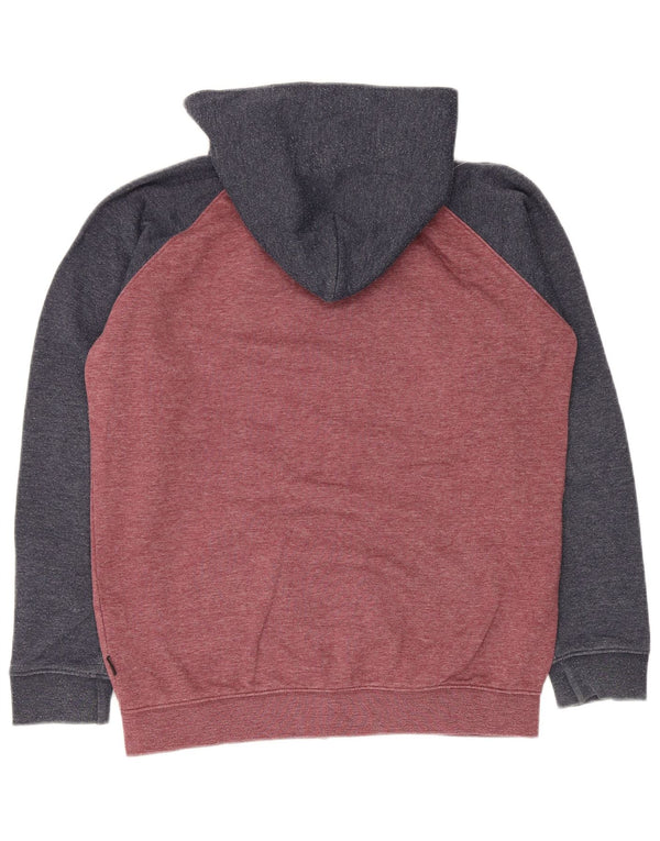 Quiksilver Jungen-Kapuzenpullover mit Reißverschluss, 13–14 Jahre, rote Colourblock-Baumwolle