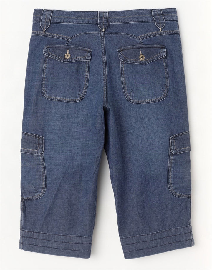 Monsoon Damen-Denim-Cargoshorts UK 14 Medium W34 L20 Blaue Baumwolle