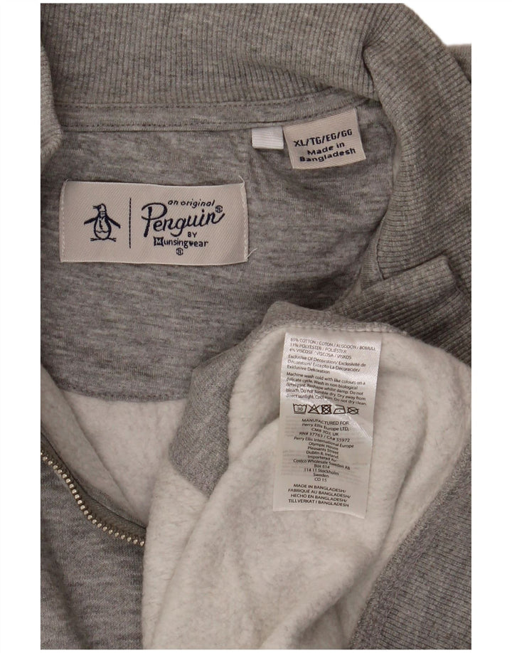 Penguin Herren-Sweatshirt mit Reißverschluss, XL, graue Baumwolle