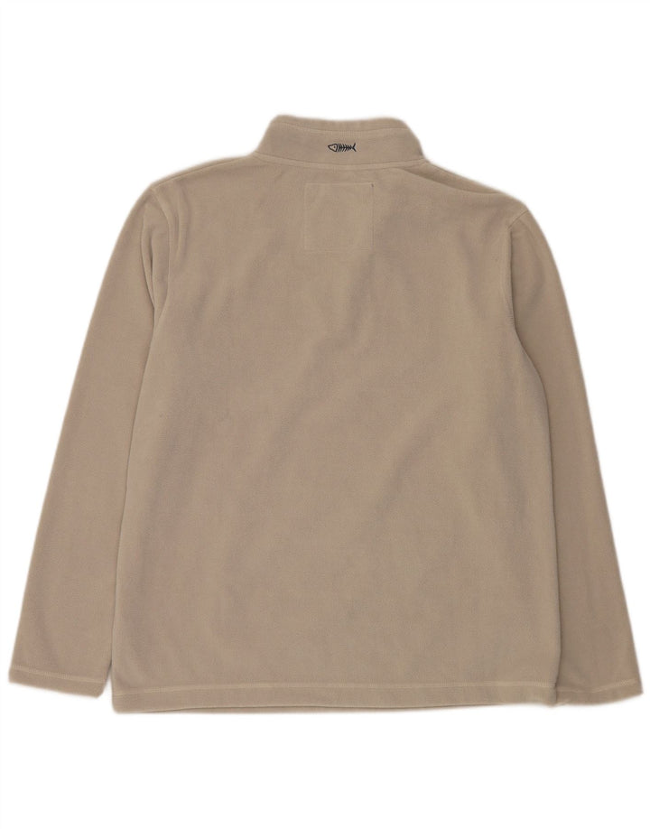 Weird Fish Herren-Fleecepullover mit Reißverschluss am Hals, groß, cremefarbenes Polyester