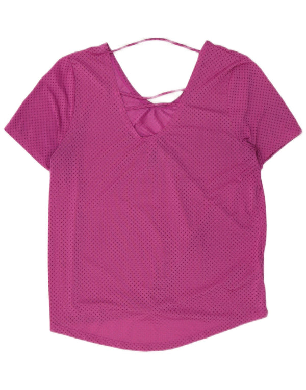 NIKE Damen Dri Fit T-Shirt Top UK 14 Mittelrosa gepunktetes Polyester