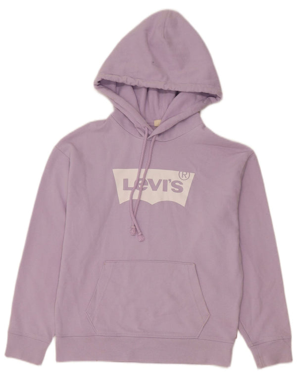 Levi's Womens Graphic Oversized Hoodie Pullover UK 6 XS Lila Baumwolle