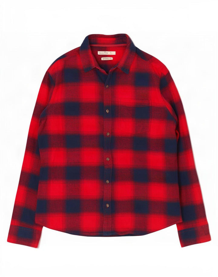 Hollister Herren-Flanellhemd XL, rot kariert, Baumwolle