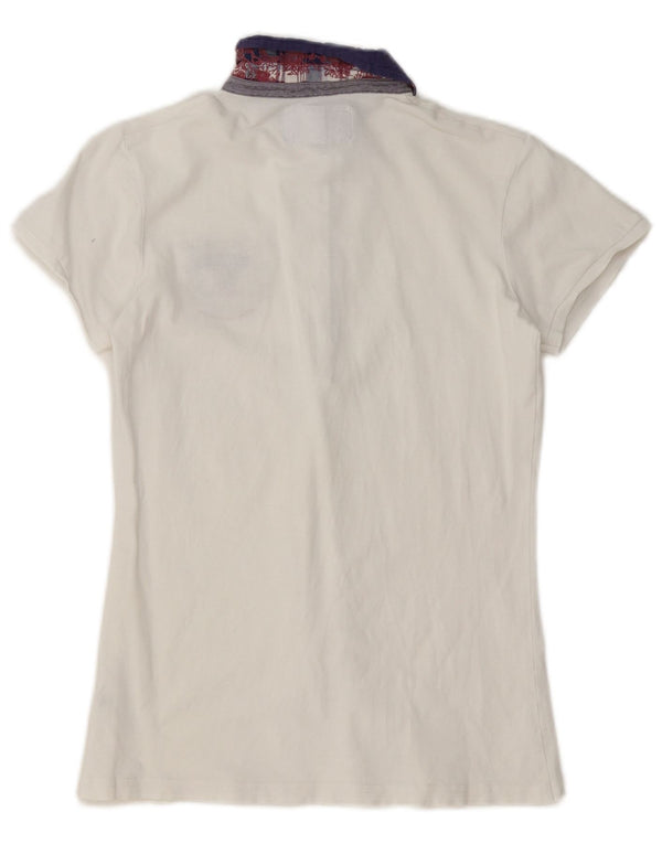 Napapijri Damen Geographic Poloshirt UK 12 Mittelweiß Farbblock