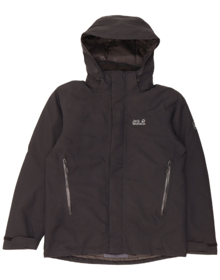 Jack Wolfskin Herren-Windbreakerjacke mit Kapuze, UK 34, Größe S, Schwarz, Polyester