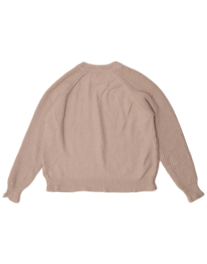 Marks & Spencer Damen Crop Pullover mit Rundhalsausschnitt, UK 14, Mittelbeige