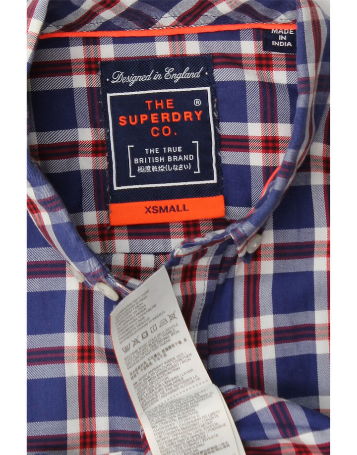 SUPERDRY Herren-Flanellhemd XS, marineblau, kariert, Baumwolle