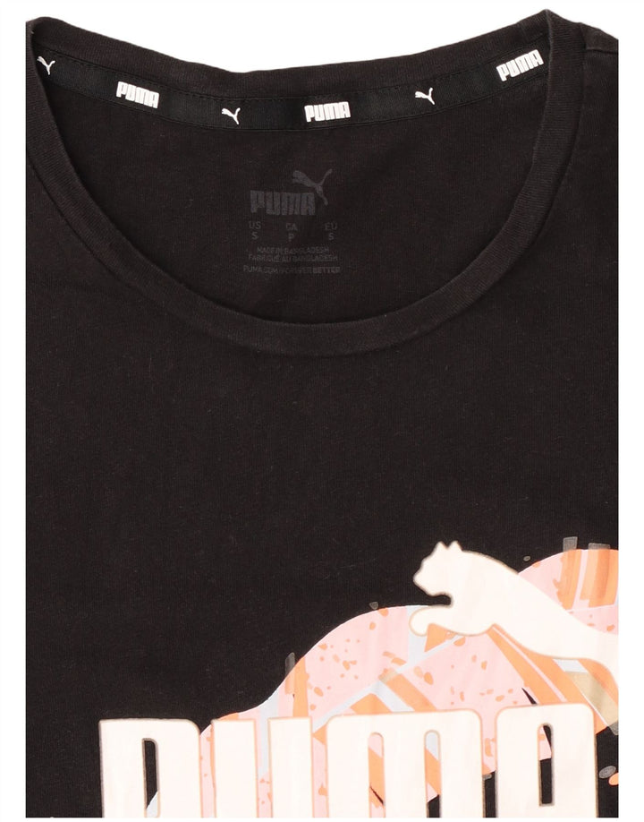 Puma Damen Grafik T-Shirt Top UK 10 Small Schwarz