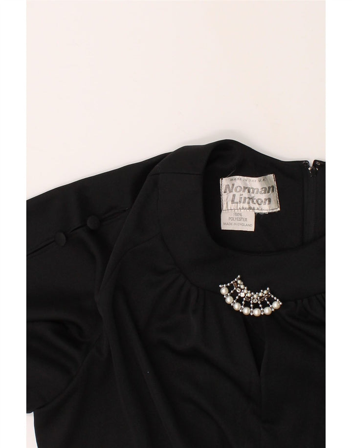 NORMAN LINTON Womens Maxi Dress UK 14 Large Black Polyester Vintage Norman Linton and Second-Hand Norman Linton from Messina Hembry 
