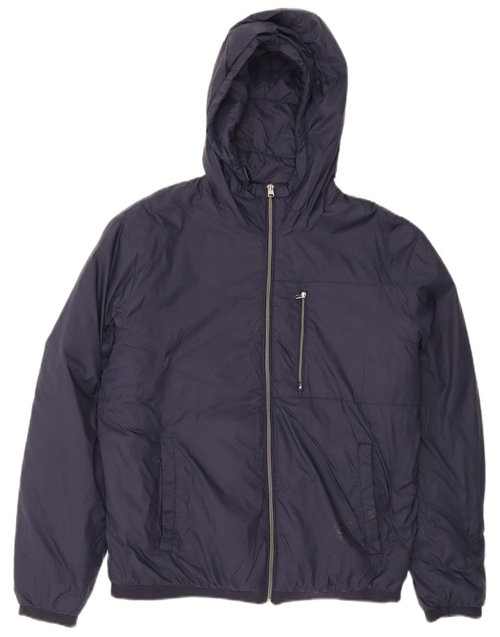Zara Herren-Jacke mit Kapuze, gepolstert, UK 38, mittelmarineblaues Nylon