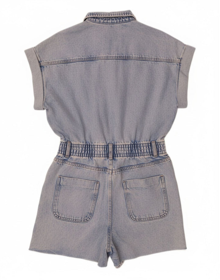 Zara Damen Jeans-Playsuit UK 14 Mittelblaue Baumwolle