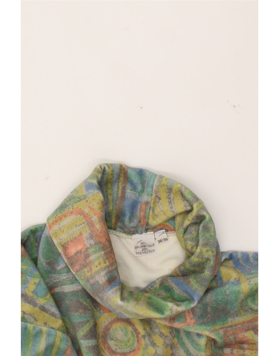 VINTAGE Damen Übergroßes Top Langarm EU 36 Klein Mehrfarbig