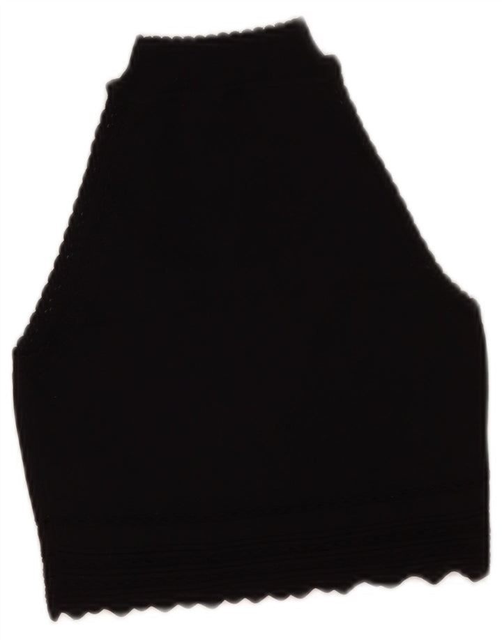 Zara Damen Crop Vest Tank Top UK 8 Small Schwarz