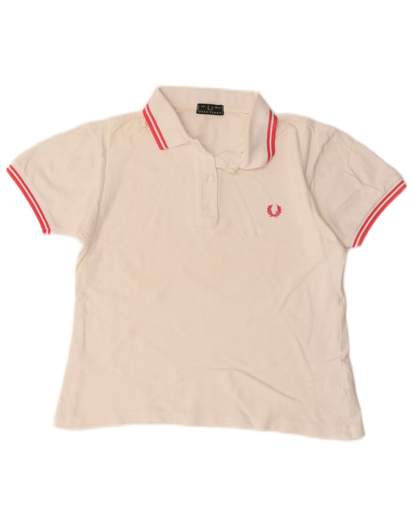 Fred Perry Mädchen-Poloshirt, 11–12 Jahre, weiße Baumwolle