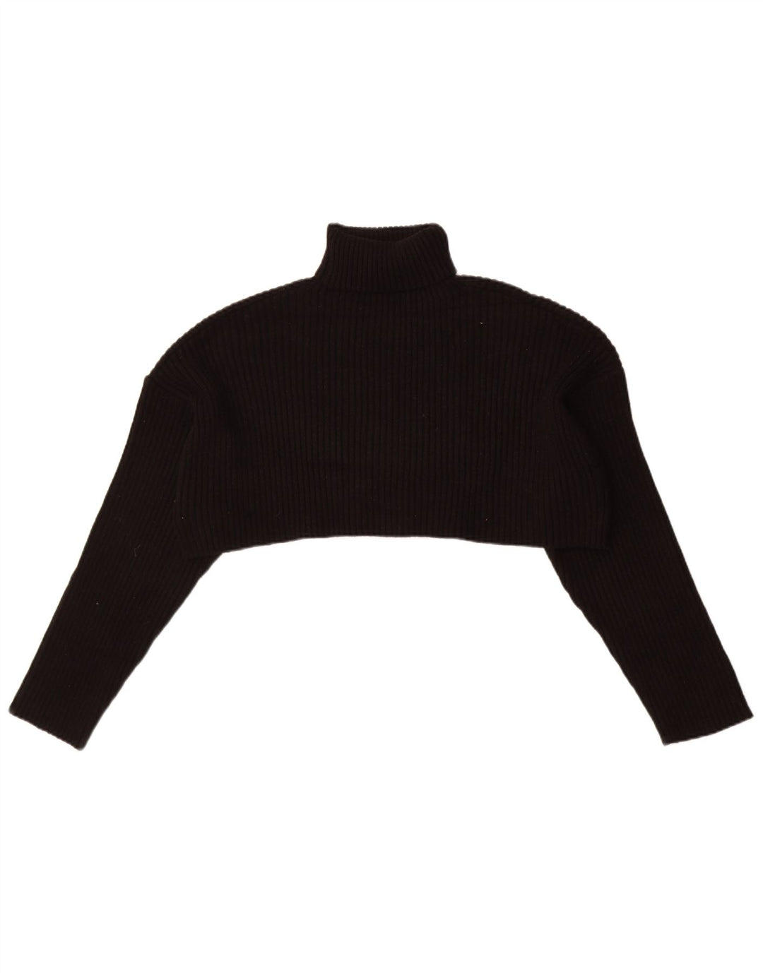 Zara Damen Crop Oversized Rollkragenpullover Pullover UK 14 Mittelschwarz