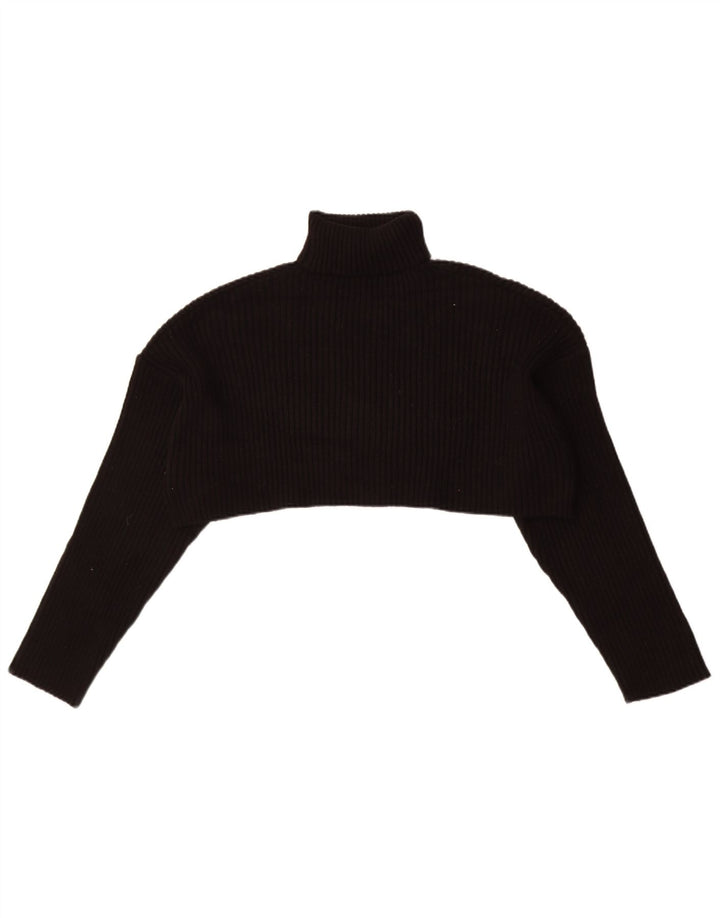 Zara Damen Crop Oversized Rollkragenpullover Pullover UK 14 Mittelschwarz