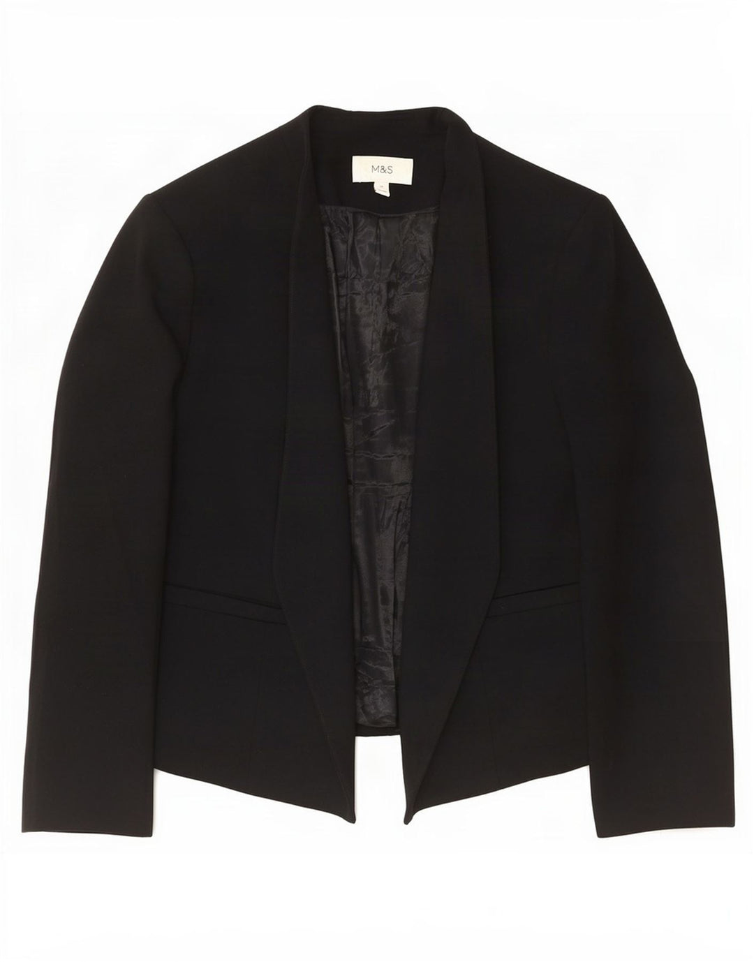 Marks & Spencer Offene Damen-Blazerjacke, UK 16, Größe L, Schwarz, Polyester