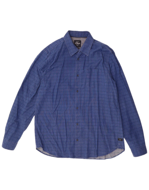 S.Oliver Herrenhemd XL Blau kariert Baumwolle