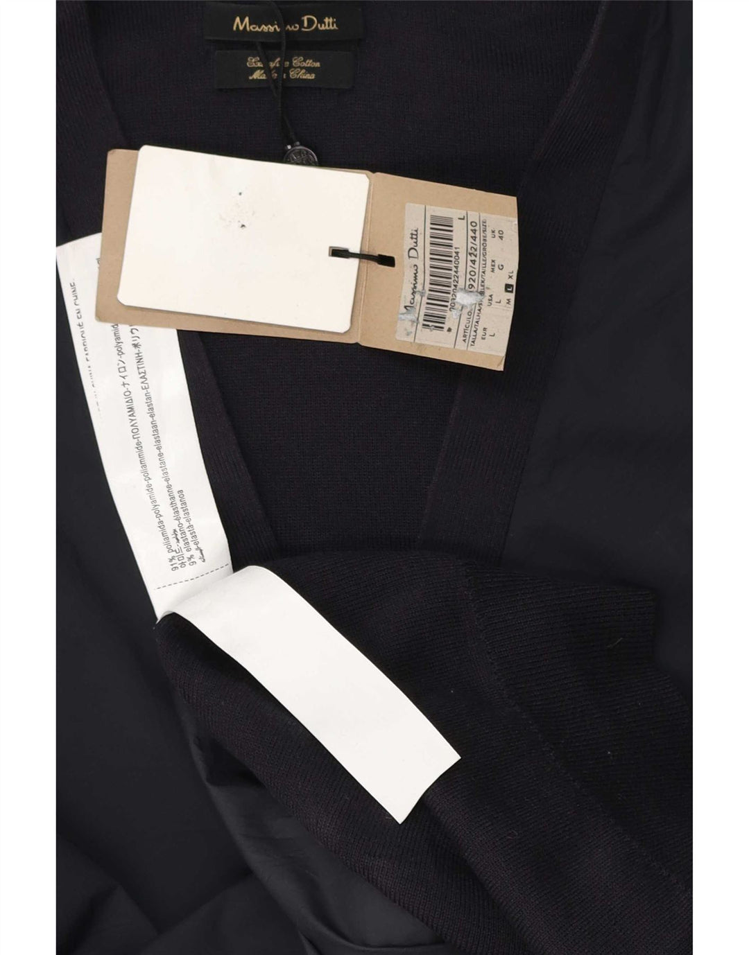 Massimo Dutti Herren-Strickjacke mit normaler Passform, großes marineblaues Polyamid