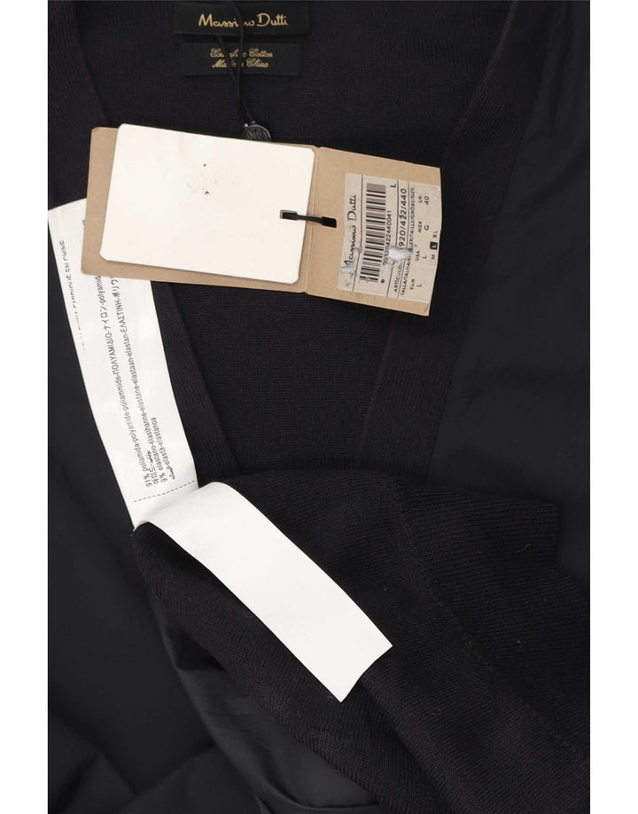 Massimo Dutti Herren-Strickjacke mit normaler Passform, großes marineblaues Polyamid