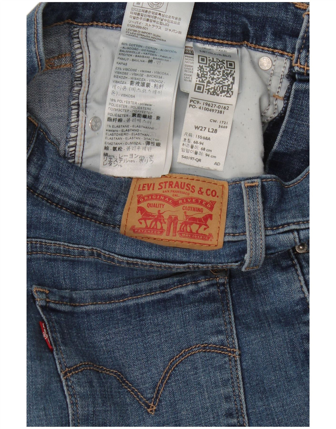 Levi's Damen 312 Shaping Slim Jeans W27 L28 Blaue Baumwolle