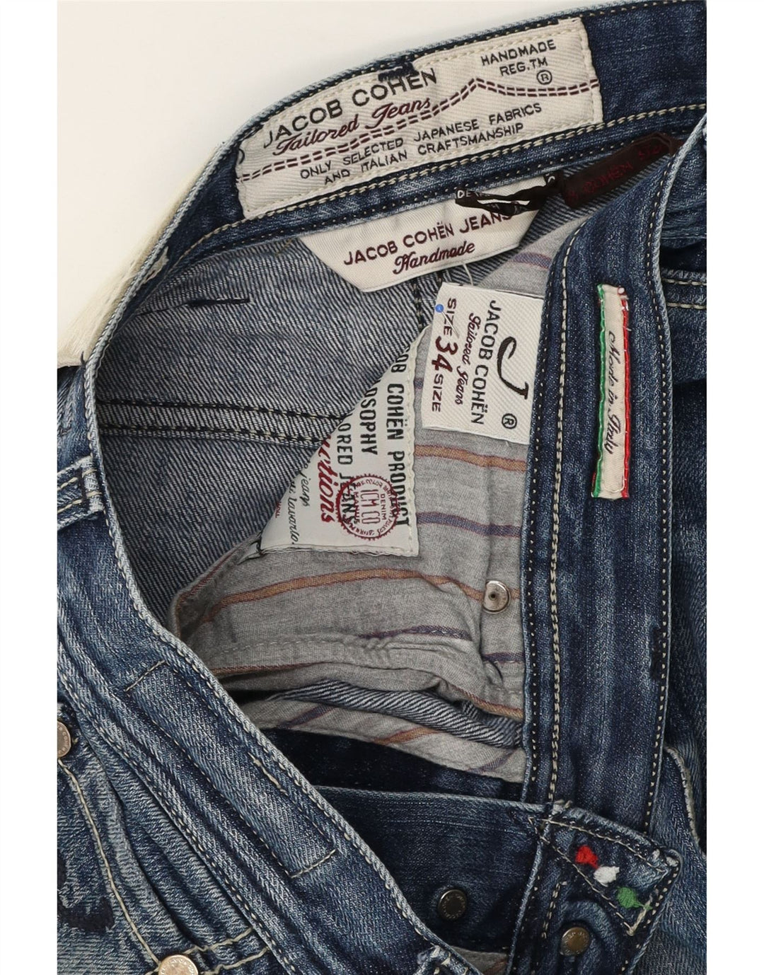 Jacob Cohen Herren Slim Jeans W34 L30 Blaue Baumwolle