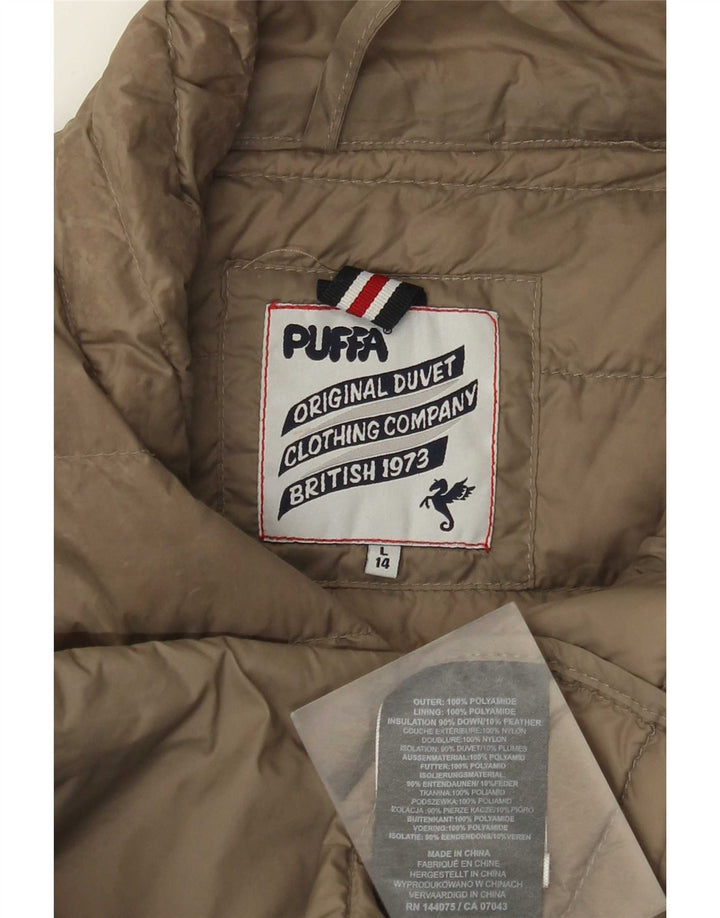 Puffa Wattierte Damenjacke UK 14 Large Braunes Polyamid