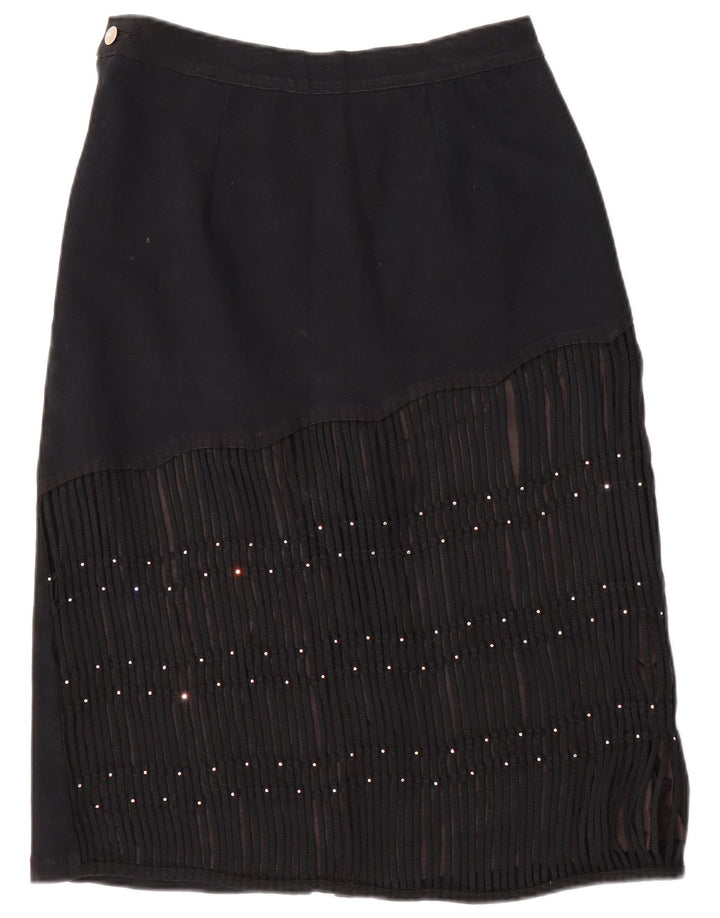 VINTAGE Damen Jeansrock W30 Mittelschwarz