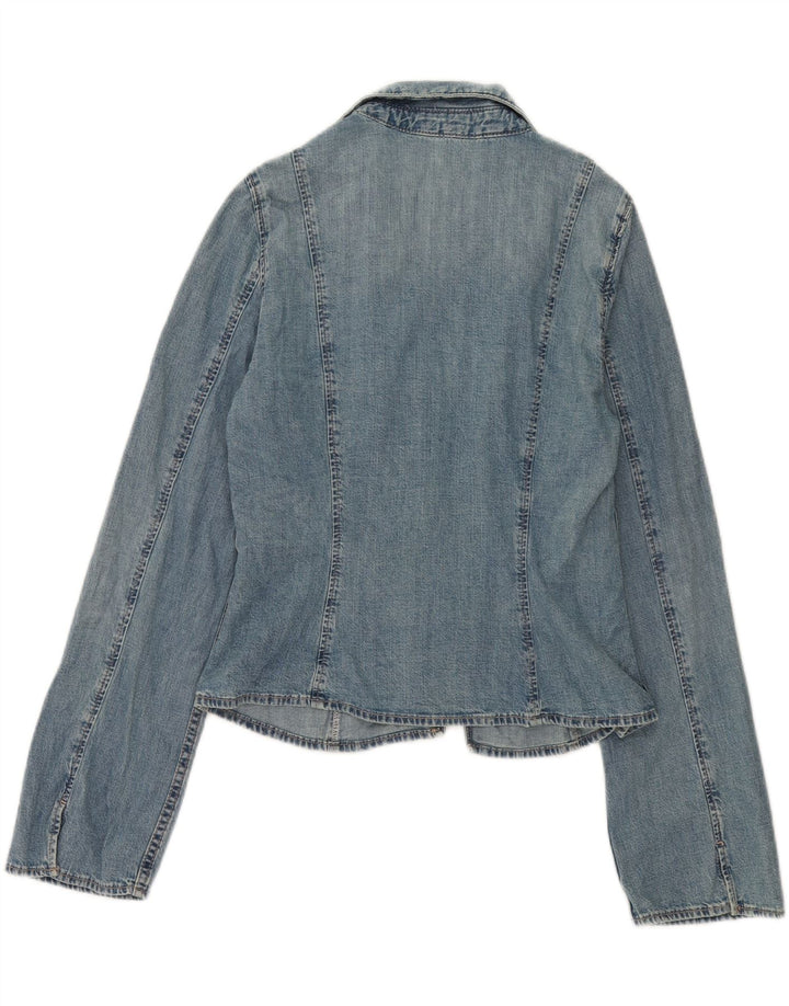 Zara Damen Wickel-Jeansjacke UK 18 XL Blaue Baumwolle