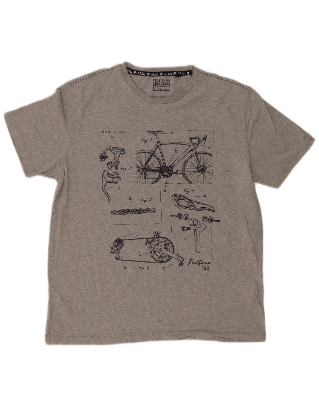 Fat Face Herren-T-Shirt mit Grafik, groß, grau gesprenkelte Baumwolle