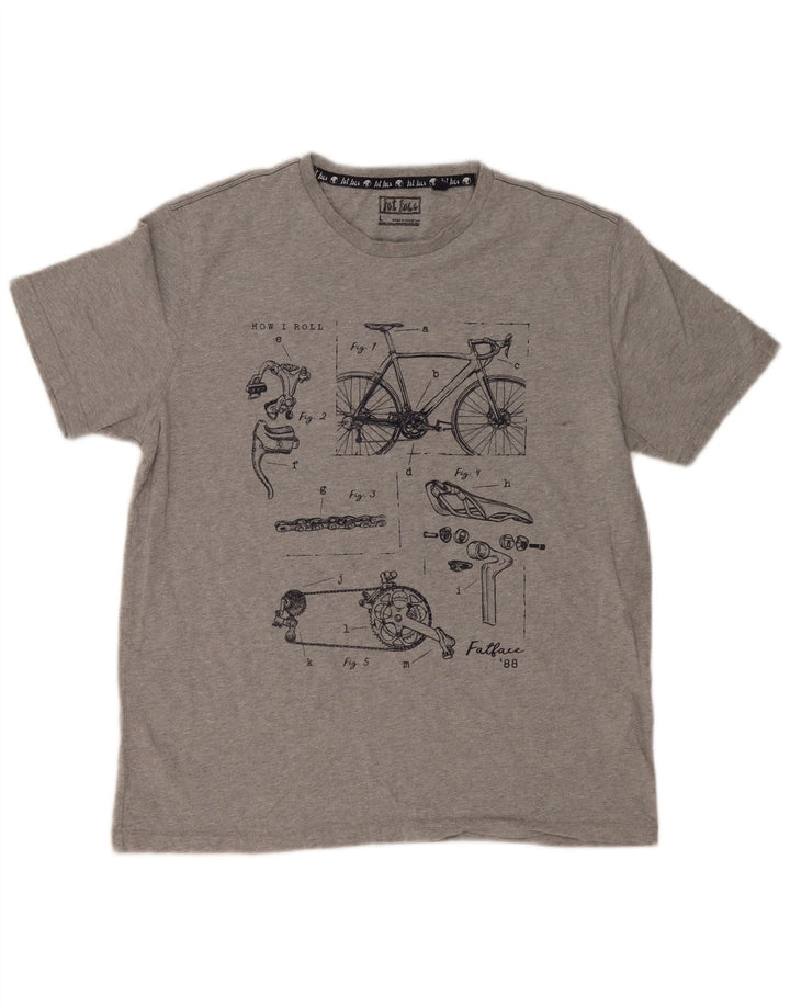 Fat Face Herren-T-Shirt mit Grafik, groß, grau gesprenkelte Baumwolle