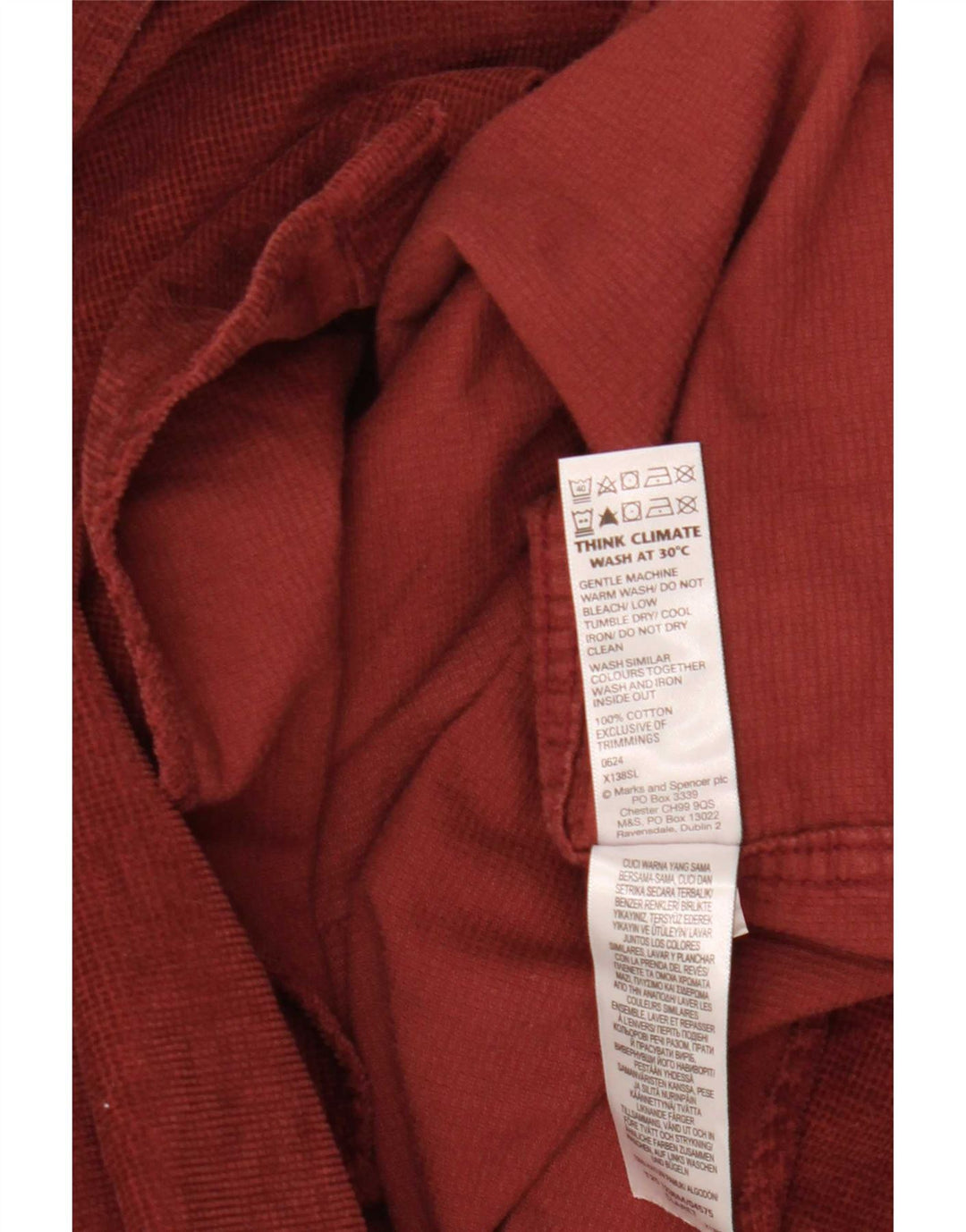 Marks & Spencer Herrenhemd 2XL Burgunderrot aus Baumwolle