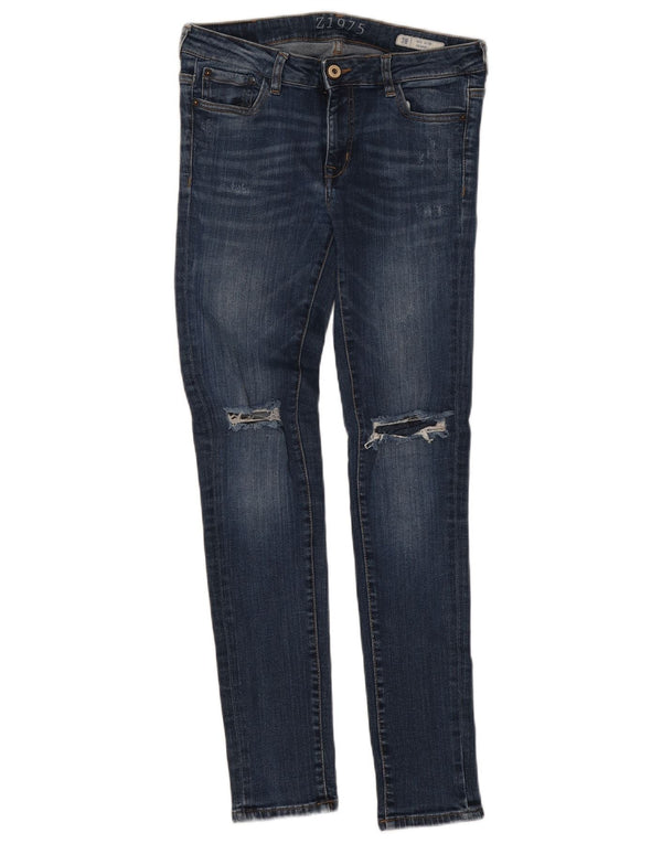Zara Damen Distressed Mid Rise Skinny Jeans EU 38 Small W30 L29 Blau