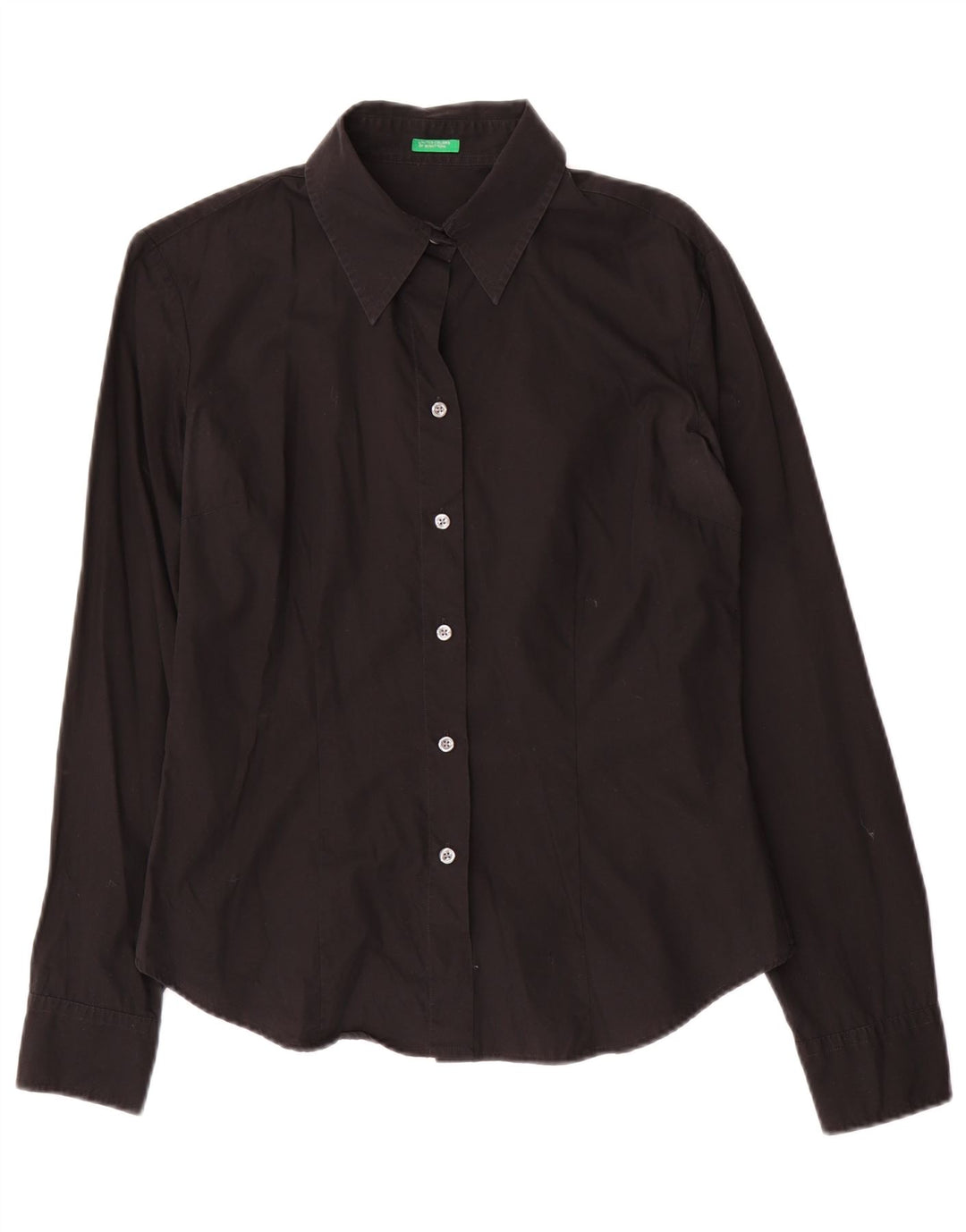 Benetton Damenhemd UK 14 Mittelschwarze Baumwolle
