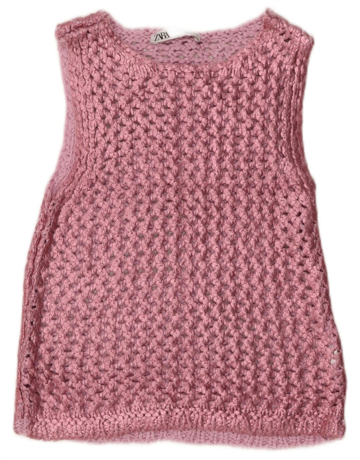 Ärmelloses Häkelblusenoberteil von Zara für Damen, Gr. 8, klein, Rosa