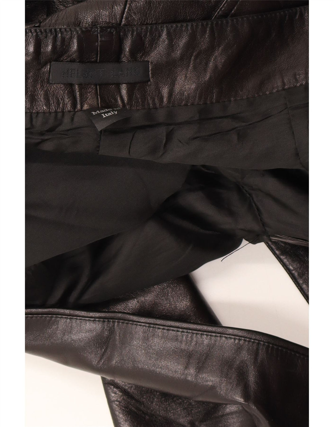 Helmut Lang Damen Gerade Lederhose W30 L27 Schwarzes Leder