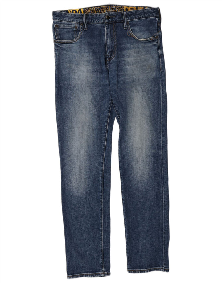 Superdry Herren Slim Jeans W32 L34 Blaue Baumwolle