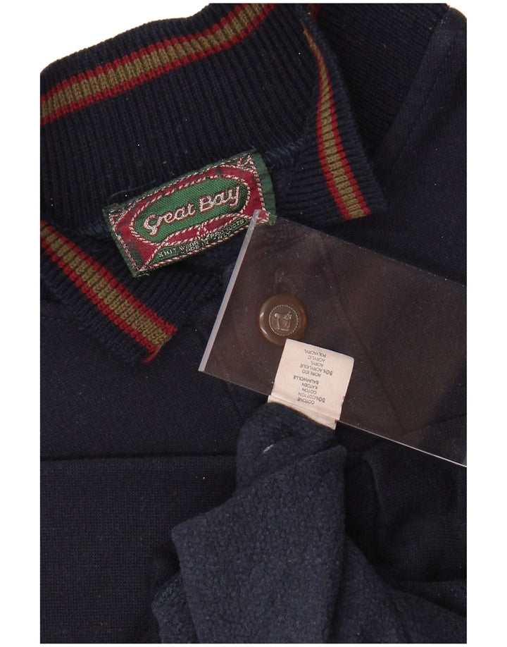 GREAT BAY Herren-Pullover mit Knopfkragen, groß, marineblaue Baumwolle