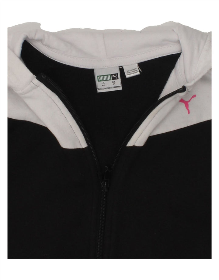 PUMA Girls Graphic Zip Hoodie Sweater 3-4 Years Black Colourblock Cotton | Vintage Puma | Thrift | Second-Hand Puma | Used Clothing | Messina Hembry 
