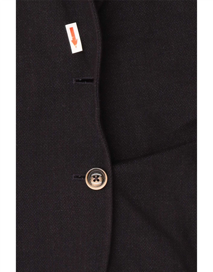 Massimo Dutti Damen-Blazer mit 1 Knopf, EU 44, XL, schwarze Baumwolle