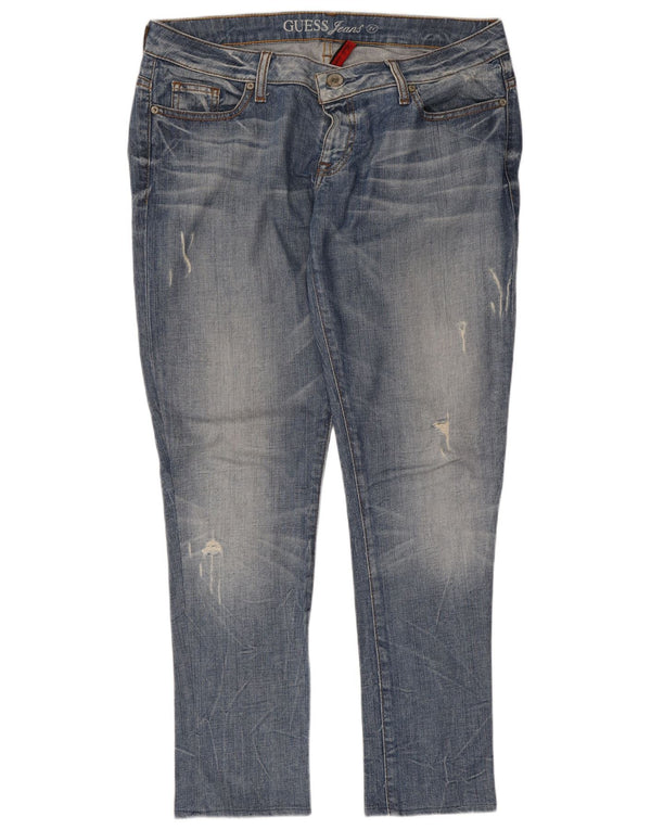 Guess Damen Distressed Slim Jeans W31 L29 Blaue Baumwolle