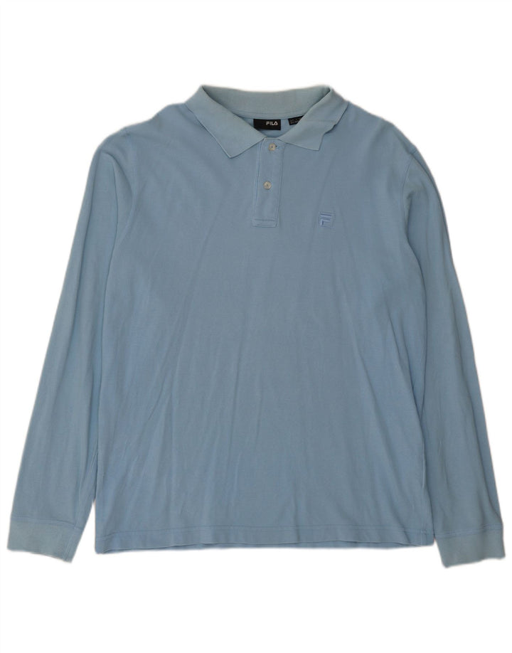 Fila Herren Langarm-Poloshirt, große blaue Baumwolle