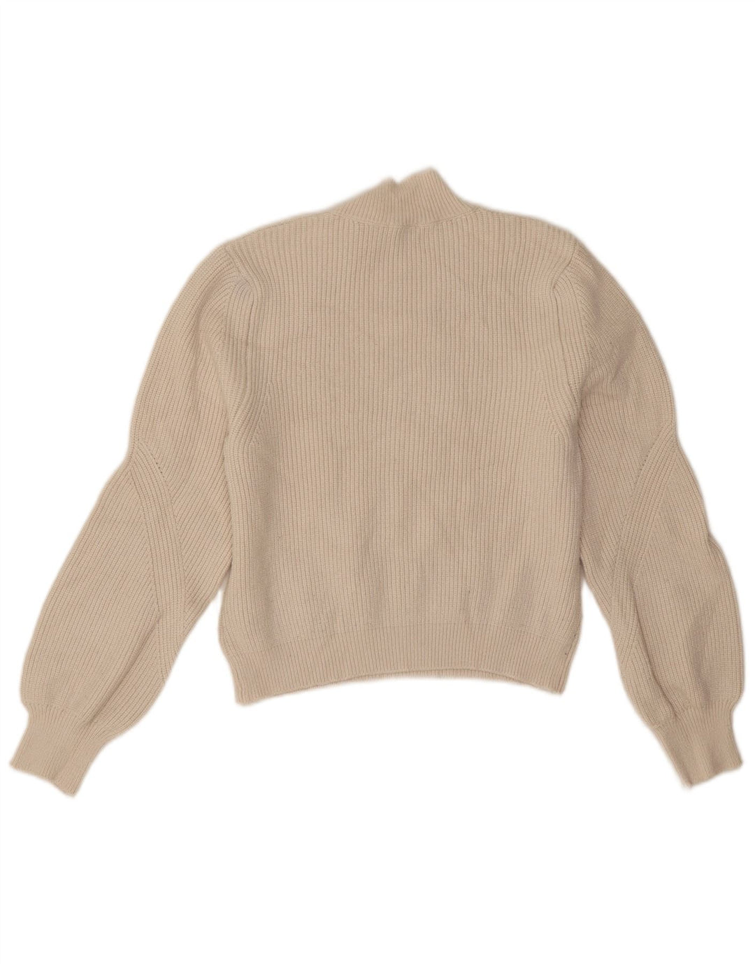 Zara Damen Crop Rollkragenpullover Pullover UK 14 Mittelweiße Viskose