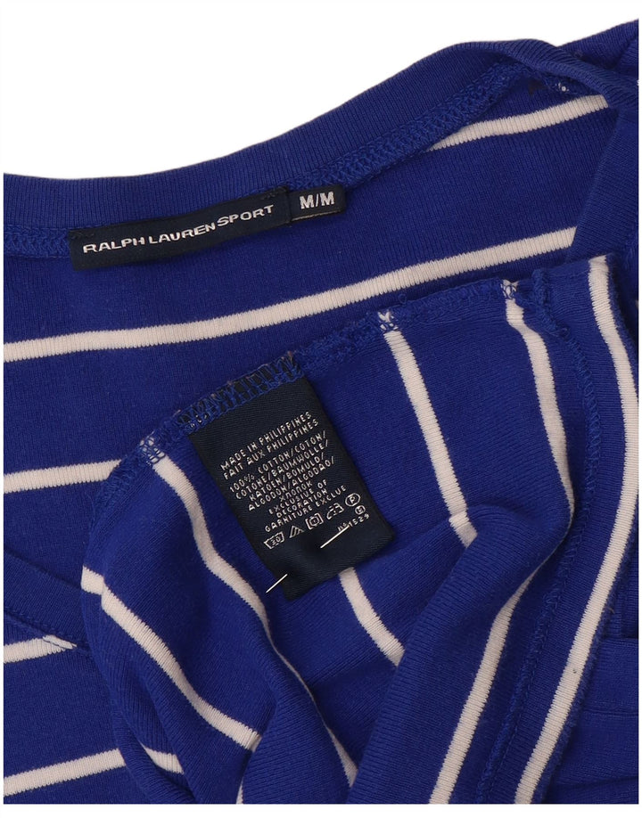 Ralph Lauren Damen T-Shirt Top UK 12 Mittelblau gestreift aus Baumwolle