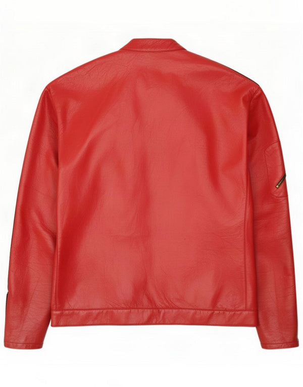Vintage Mens Leather Jacket UK 40 Large Red Colourblock