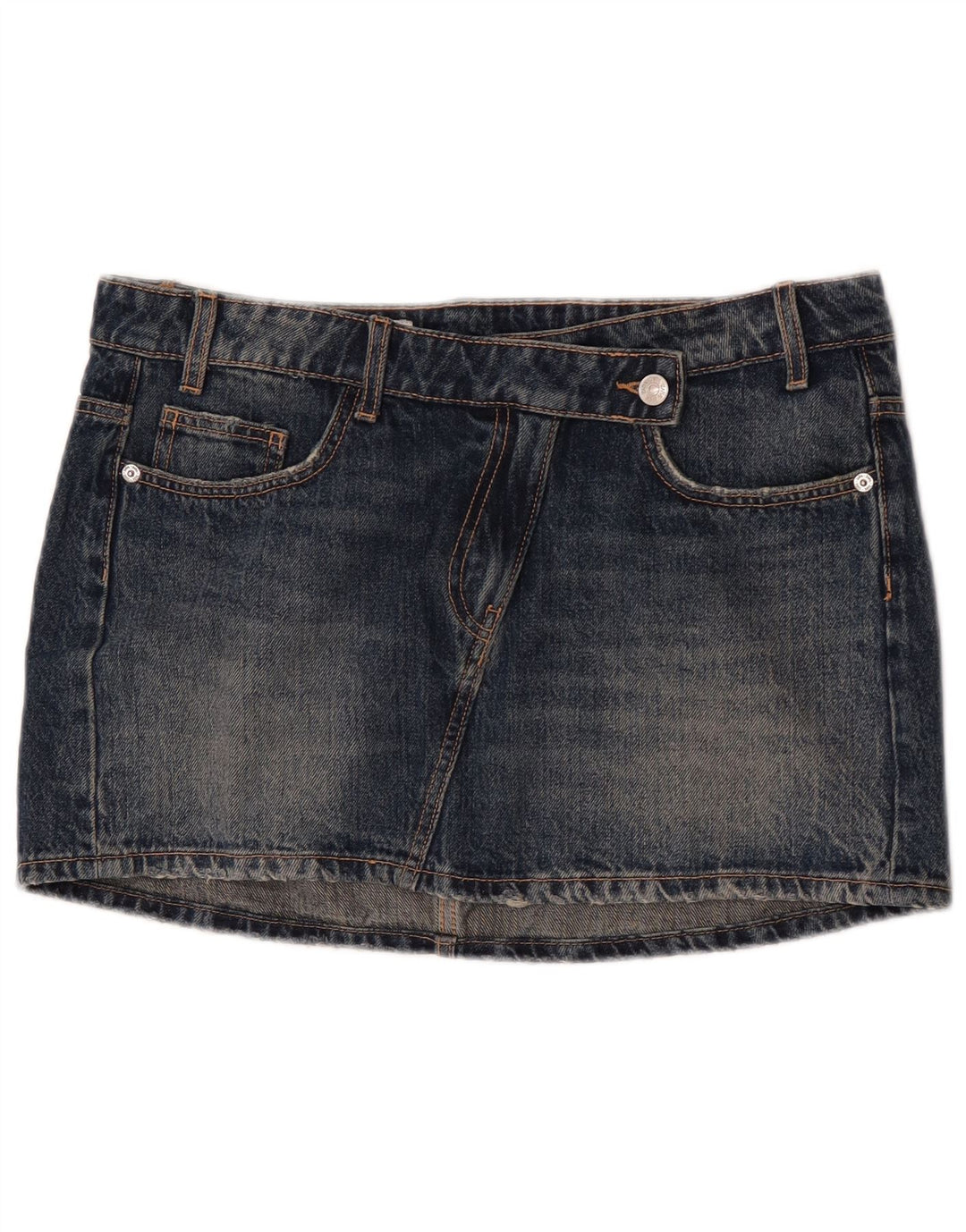 Zara Damen Mini-Jeansrock, Größe L, W30, Marineblau, Baumwolle