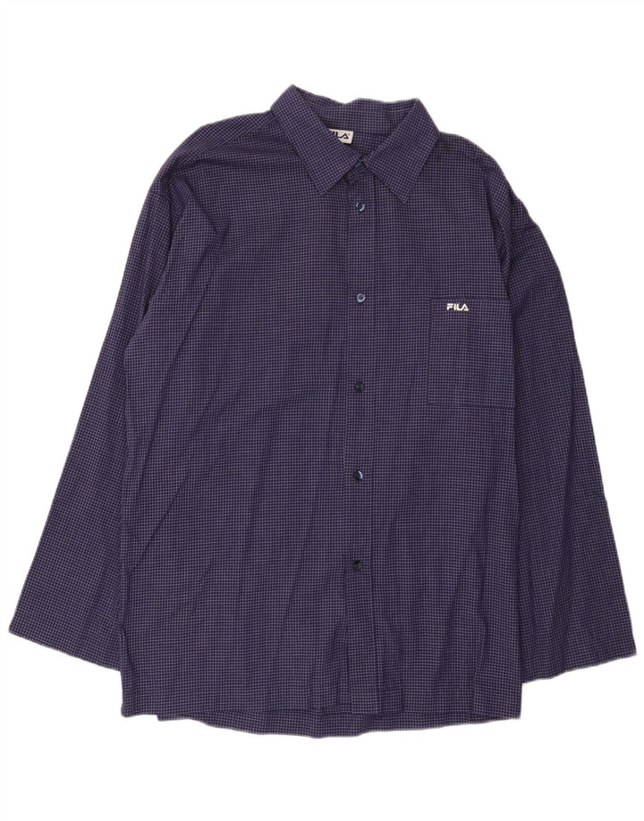 Fila Herrenhemd, groß, marineblau, Gingham-Baumwolle