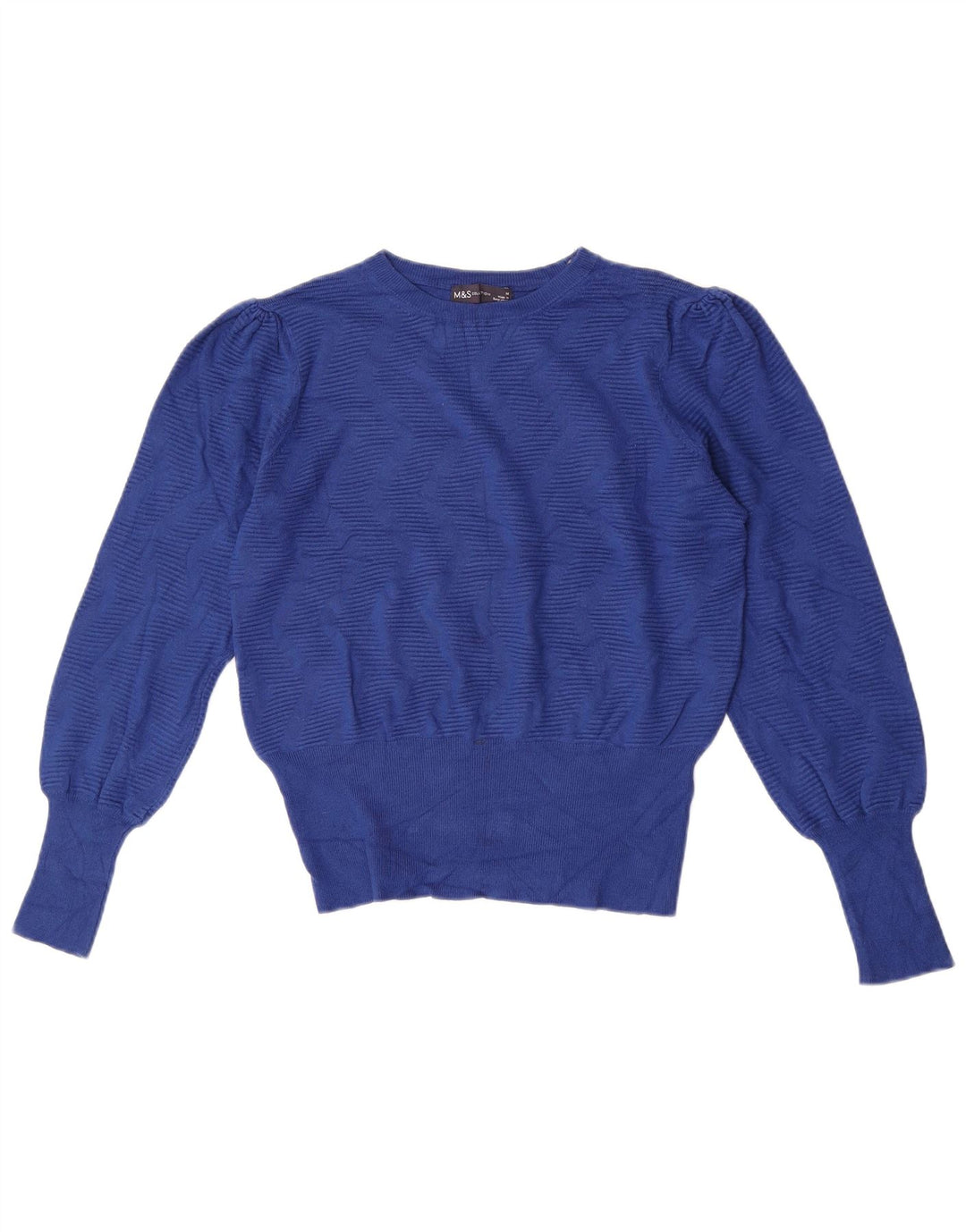 Marks & Spencer Damen-Pullover mit Rundhalsausschnitt, Gr. 14, mittelblau, geometrisch